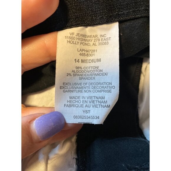 Lee Comfort Waistband Black Stretch Flat Front Pants Sz 14 - Picture 7 of 13